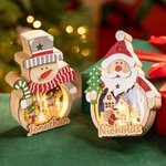 Personalised Santa Claus Snowman LED Light Wooden Ornament with Name Home Decor Christmas Gift for Family Friends