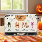 Personlig 1-8 Monster Initials Biscuit Tin Oppbevaringsboks med navn Bursdag Halloween Gave til barn Familie