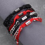 Personalizada delgada línea ajustable de acero inoxidable pulsera de cuerda trenzada con el nombre de cumpleaños Aniversario de regalo para la familia de amigos
