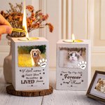 Personalized Paw Print Pet Photo Wooden Candle Holder with Name and Text Pet Loss Memorial Sympathy Gift for Pet Owner