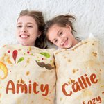 Personlig Rolig Tortilla Mjuk Rund Kasta Filt med Namn och Text Heminredning Födelsedag Julklapp för Bästa Vän Taco Lover