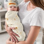 Personalised Tortilla Swaddle Blanket and Knot Hat Set with Name Birthday Baby Shower Gift for Newborns Babies