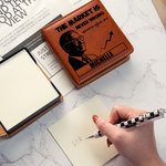 Personalisierte Silhouette einer Person Design PU Leder Haftnotiz-Halter mit Namen und Text Bürobedarf Geburtstag Geschenk für Männer