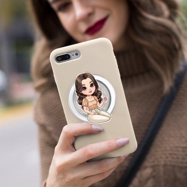 Personalised Cartoon Character Magnetic Phone Grip Phone Accessory Birthday Anniversary Gift for Girls Women