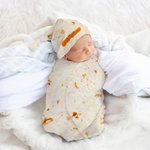 Personalised Tortilla Swaddle Blanket and Knot Hat Set with Name Birthday Baby Shower Gift for Newborns Babies