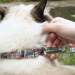 Spersonalizowana obroża dla zwierzaka z nadrukiem mozaiki z imieniem i numerem Prezent urodzinowy dla właściciela miłośnika zwierząt