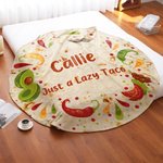 Personlig Rolig Tortilla Mjuk Rund Kasta Filt med Namn och Text Heminredning Födelsedag Julklapp för Bästa Vän Taco Lover