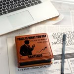 Personalisierte Silhouette einer Person Design PU Leder Haftnotiz-Halter mit Namen und Text Bürobedarf Geburtstag Geschenk für Männer
