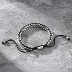 Personalizada delgada línea ajustable de acero inoxidable pulsera de cuerda trenzada con el nombre de cumpleaños Aniversario de regalo para la familia de amigos