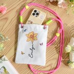 Personlig fødselsblomst sommerfugl Crossbody mobiltelefonveske med navn Reise Shoppingtilbehør Bursdagsgave til kvinner