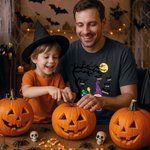 Personlig gammal trollkarl fladdermus Multicolor 100% Cutton T-shirt med titel och 1-10 namn Halloween kostym semestergåva för familj vänner
