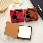 Personalisierte Silhouette einer Person Design PU Leder Haftnotiz-Halter mit Namen und Text Bürobedarf Geburtstag Geschenk für Männer