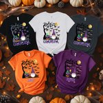 Personlig gammal trollkarl fladdermus Multicolor 100% Cutton T-shirt med titel och 1-10 namn Halloween kostym semestergåva för familj vänner