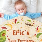 Personlig Rolig Tortilla Mjuk Rund Kasta Filt med Namn och Text Heminredning Födelsedag Julklapp för Bästa Vän Taco Lover