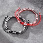 Personalizada delgada línea ajustable de acero inoxidable pulsera de cuerda trenzada con el nombre de cumpleaños Aniversario de regalo para la familia de amigos