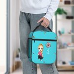 Borsa pranzo impermeabile e termica personalizzata con personaggio in stile cartone animato fiore e nome regalo di rientro a scuola per bambini