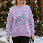 Felpa con nome e testo personalizzata multicolore con design a fiori in fiore, regalo di compleanno per la festa di addio al nubilato per le donne.