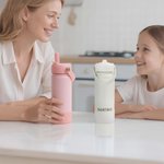 Personalized Engraved Name 18 oz Insulated Water Bottle with Handle and Straw Back to School Birthday Travel Gift for Kids Friends Family