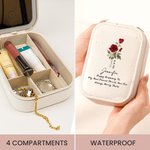 Boîte à bijoux personnalisée en cuir PU avec miroir LED trois couleurs ajustable et texte Nom Date Voyage Cadeau d'anniversaire essentiel pour les femmes