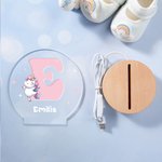 Personalisiertes Niedliche-Cartoon-Tiere LED-Nachtlicht mit Initiale Namen und Holzsockel Kinderzimmer Deko Geburtstag Baby Party Geschenk für Kinder