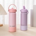 Personalized Engraved Name 18 oz Insulated Water Bottle with Handle and Straw Back to School Birthday Travel Gift for Kids Friends Family