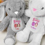 Personalisierte Ballon Cartoon Charakter niedlich Kaninchen Plüsch Plüschtier Spielzeug mit Namen Geburtstag Geschenk für Mädchen Junge