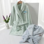 Personalised Absorbent Fluffy Cartoon Dinosaur Cat Pineapple Pattern Embroidered Kid Flannel Bathrobe with Name Birthday Gift for Boys Girls