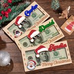 Personalized Santa Claus Hat Wooden Money Holder with Name Unique Money Card Christmas Gift for Kids Family