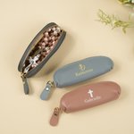 Carry His Grace Everywhere - Personalisierte PU Leder Rosenkranz Münze Geldbeutel mit Namen - Christliches Geschenk für Taufe, Weihnachten & Konfirmation