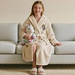Personalised Absorbent Fluffy Cartoon Dinosaur Cat Pineapple Pattern Embroidered Kid Flannel Bathrobe with Name Birthday Gift for Boys Girls