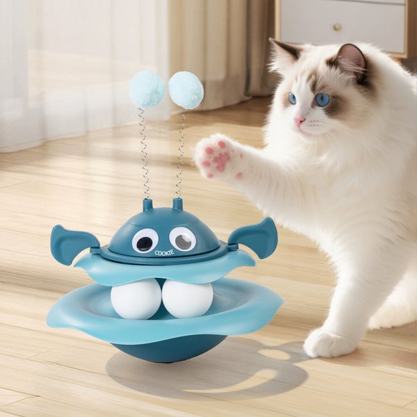 Personalized Cute Design 2-in-1 Interactive Tumbler Cat Toy with Name and 2 Balls Pet’s Day Birthday Gift for Cat Lovers Owners