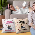 Personalised Cute 3D Cartoon Couple Soft Cushion Cover with Name and Text Valentine's Day Birthday Anniversary Gift for Couples Lovers