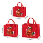 Personalised Holly Santa Hat Initial Cartoon Character Red Jute Gift Tote Bag with Name Birthday Christmas Gift for Family Kids