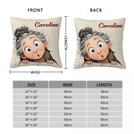 Housse de coussin personnalisée en forme de dessin animé de grand-mère avec nom Décoration d'intérieur Anniversaire Noël Cadeau pour Maman Grand-mère