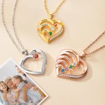 Collana personalizzata in argento sterling con nome inciso da 1 a 6 pietre di nascita regalo per la festa della mamma per nonna per donne