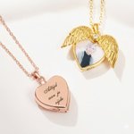Gepersonaliseerde Fijne Engelvleugel Hart Foto Asurn Ketting met Gegraveerde Tekst Crematie Sieraad Herdenkingscadeau voor Dames
