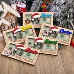 Personalized Santa Claus Hat Wooden Money Holder with Name Unique Money Card Christmas Gift for Kids Family