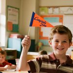 Personalised Multicoloured Mini Pennant with Text and Stick Back to School Graduation Party Game Day Gift for Students Sports Fans
