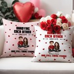Personalised Cute 3D Cartoon Couple Soft Cushion Cover with Name and Text Valentine's Day Birthday Anniversary Gift for Couples Lovers