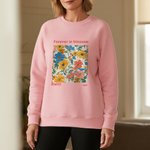 Felpa con nome e testo personalizzata multicolore con design a fiori in fiore, regalo di compleanno per la festa di addio al nubilato per le donne.