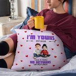 Personalised Cute 3D Cartoon Couple Soft Cushion Cover with Name and Text Valentine's Day Birthday Anniversary Gift for Couples Lovers
