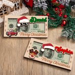 Personalized Santa Claus Hat Wooden Money Holder with Name Unique Money Card Christmas Gift for Kids Family