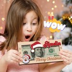 Personalized Santa Claus Hat Wooden Money Holder with Name Unique Money Card Christmas Gift for Kids Family
