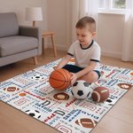 Personalised Basketball Soccer Rugby Word Cloud Soft Throw Blanket with Multiple Names and Initials Room Decor Birthday Gift for Boys