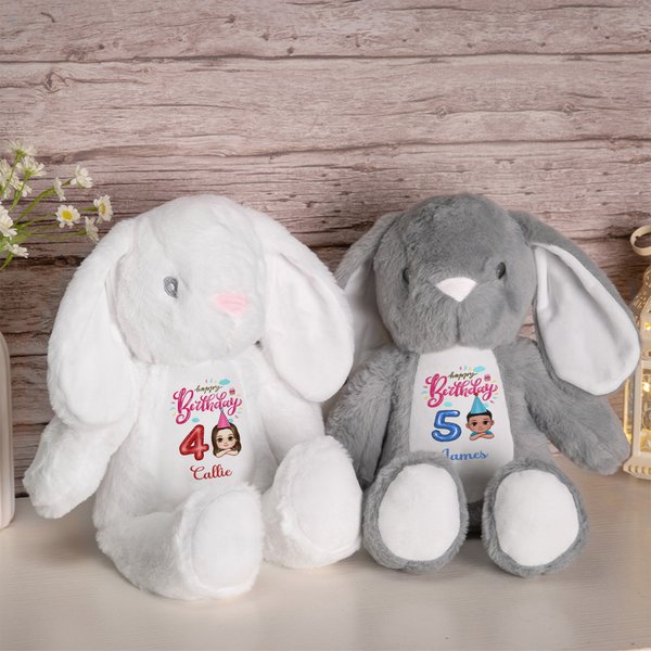 Personalisierte Ballon Cartoon Charakter niedlich Kaninchen Plüsch Plüschtier Spielzeug mit Namen Geburtstag Geschenk für Mädchen Junge