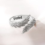 Personalizado Ángel de la Guarda Alas Ajustable Abierto Anillo con Nombre Grabado Memorial Regalo para Amigos de la Familia