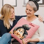 Housse de coussin personnalisée en forme de dessin animé de grand-mère avec nom Décoration d'intérieur Anniversaire Noël Cadeau pour Maman Grand-mère