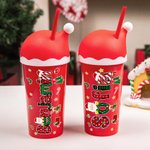 Personligt julelement 20 oz plastvattenflaska med sugrör och namn Julklapp till barn