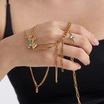 Personalised Four-Pointed Star Pendant Double Chain Necklace with Birthstone Dainty Family Jewellery Birthday Anniversary Gift for Women