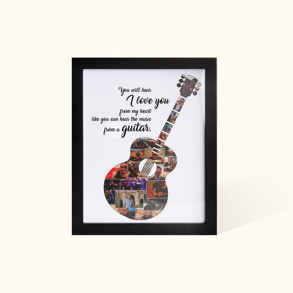 Personalized Multiple Photo Collage Guitar Frame Picture Frame  with Text Home Decor Birthday Christmas Gift for Guitar Players